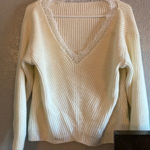 White sweater with lace